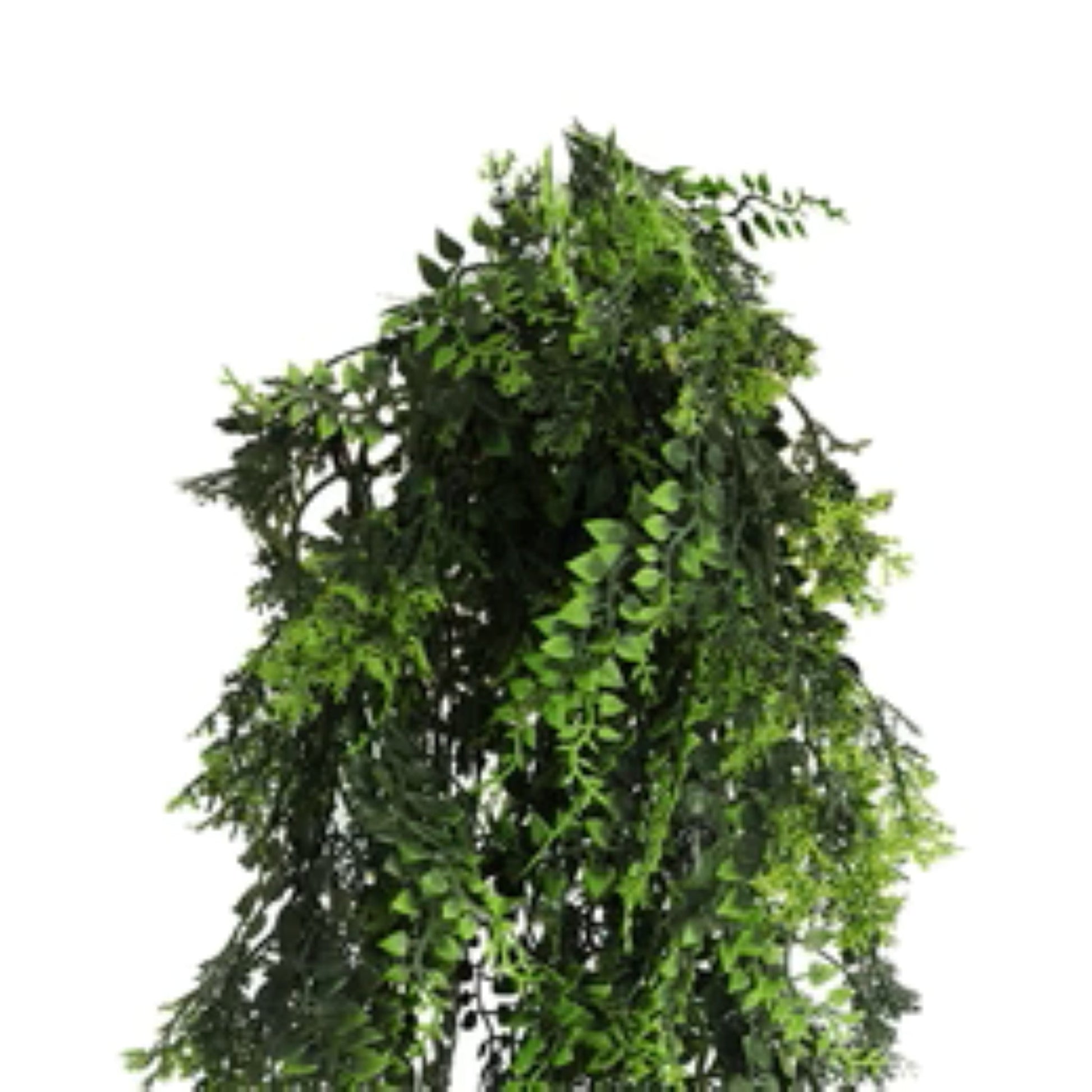 Fire-rated artificial vine with cascading green foliage