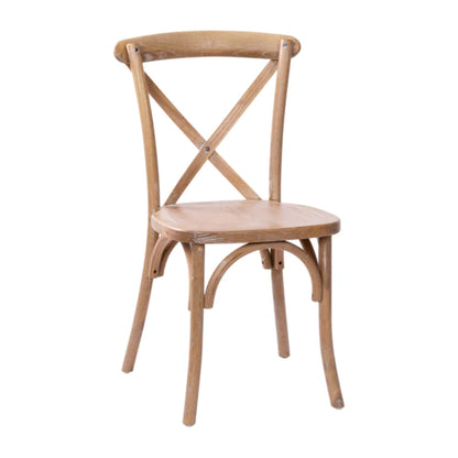 Elm wood X-Back chair in natural white grain finish with soft, rustic style.