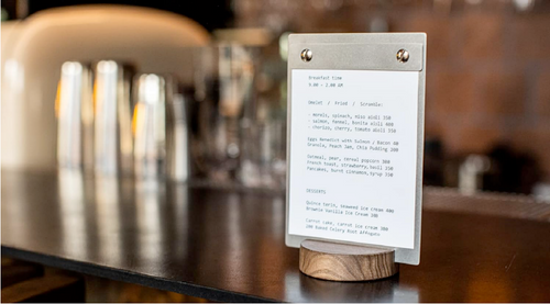 Metal Menu Holder with Wooden Base