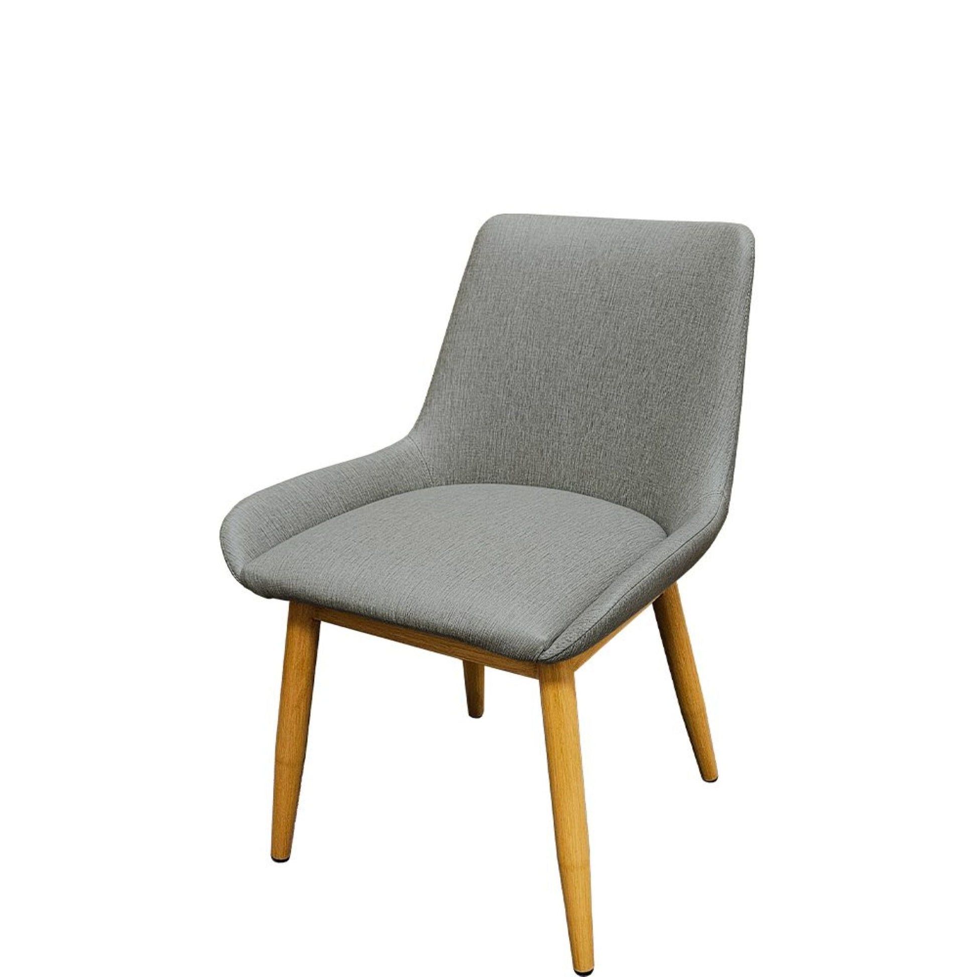 Amata chair with faux natural clear coat metal frame and charcoal vinyl bucket seat.