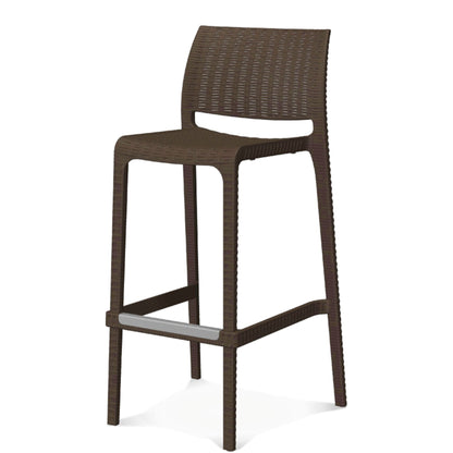 Olympus outdoor barstool in café brown with water and UV resistant polypropylene rattan design