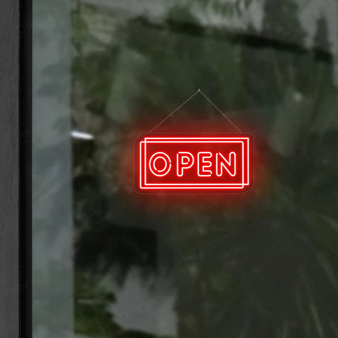 two line framed open neon sign LED wall light for shop or café entrance