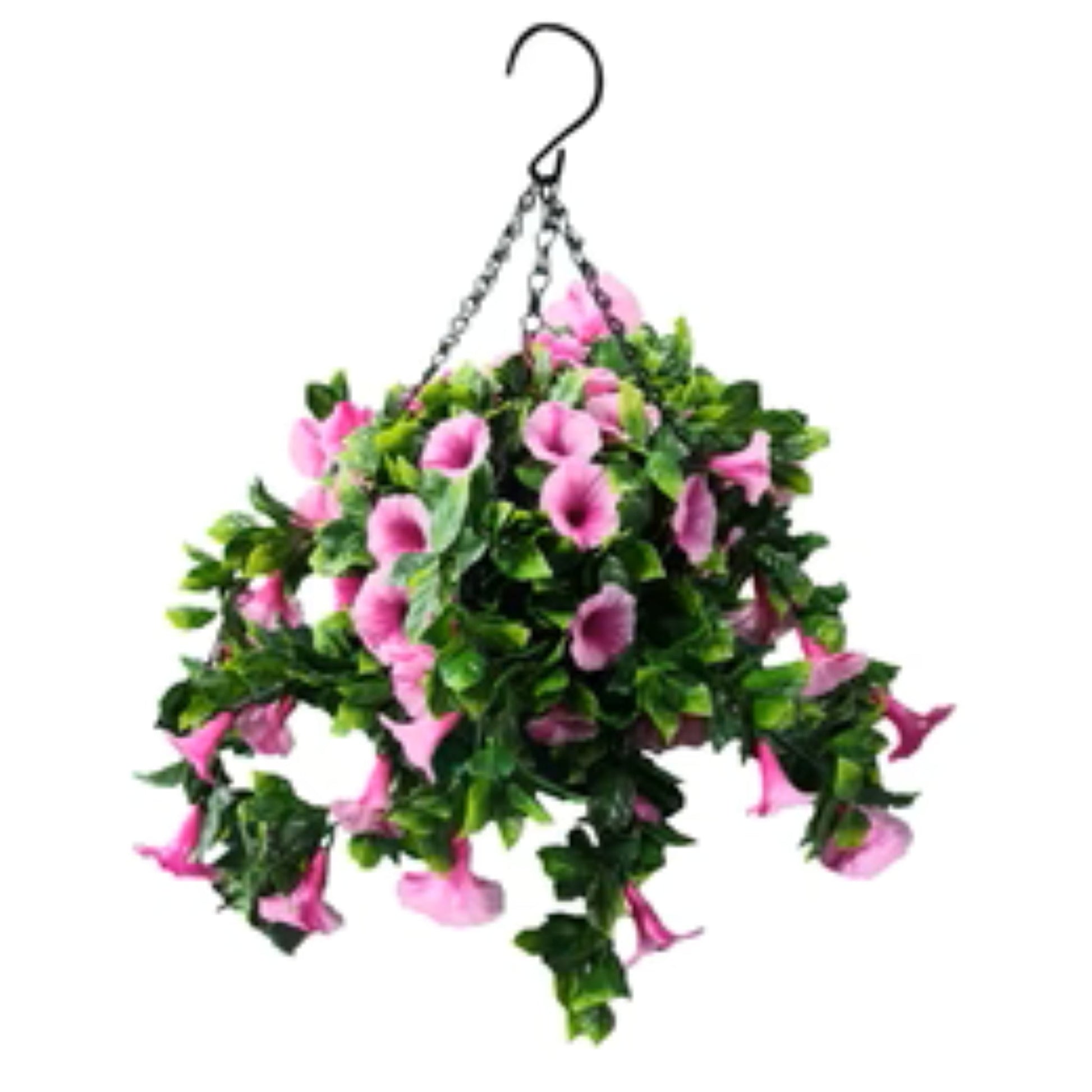 Artificial petunia hanging basket with pink flowers