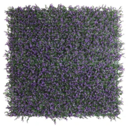 Lavender foliage wall panel installed in a hospitality or outdoor setting