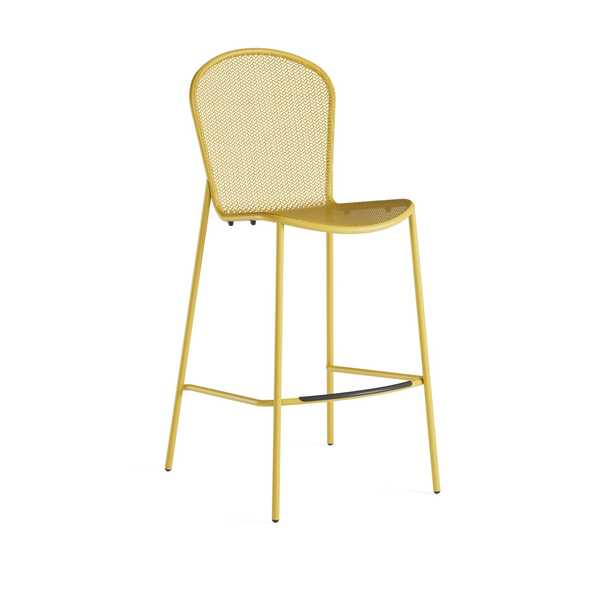 Curry yellow Emu Ronda 2.0 Bar E460 mesh steel barstool with tubular frame
