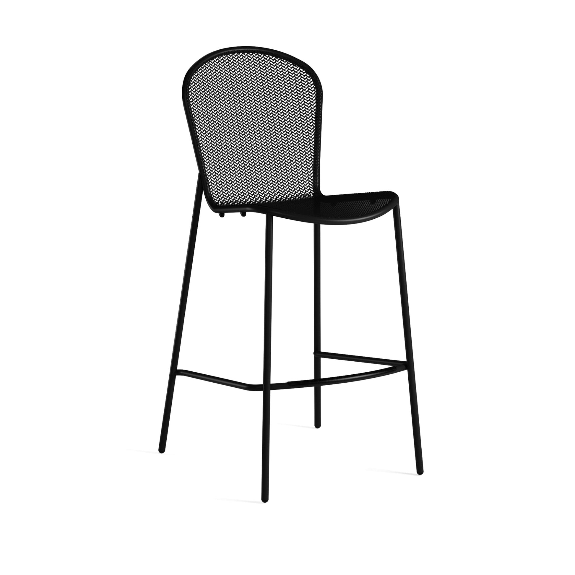 Emu Ronda 2.0 Bar E460 barstool in iron finish with steel mesh seat and tubular steel frame