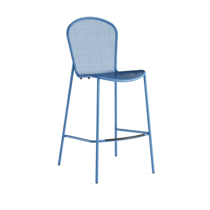 Emu Ronda 2.0 Bar E460 barstool in marine blue with extended steel mesh seat and back