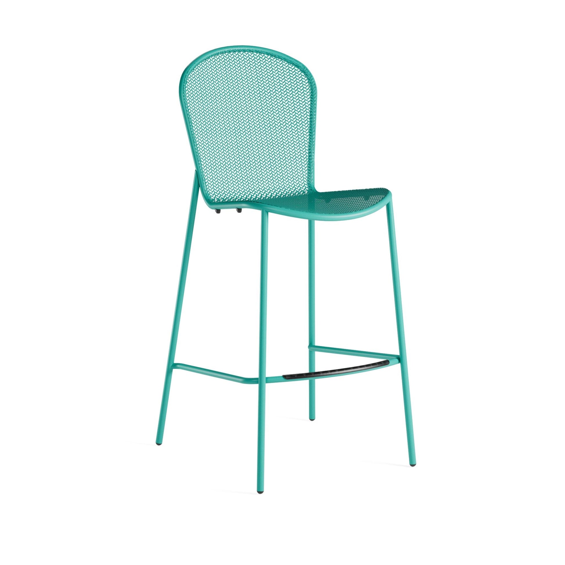 Ocean green Emu Ronda 2.0 Bar E460 barstool with tubular steel frame and mesh seat