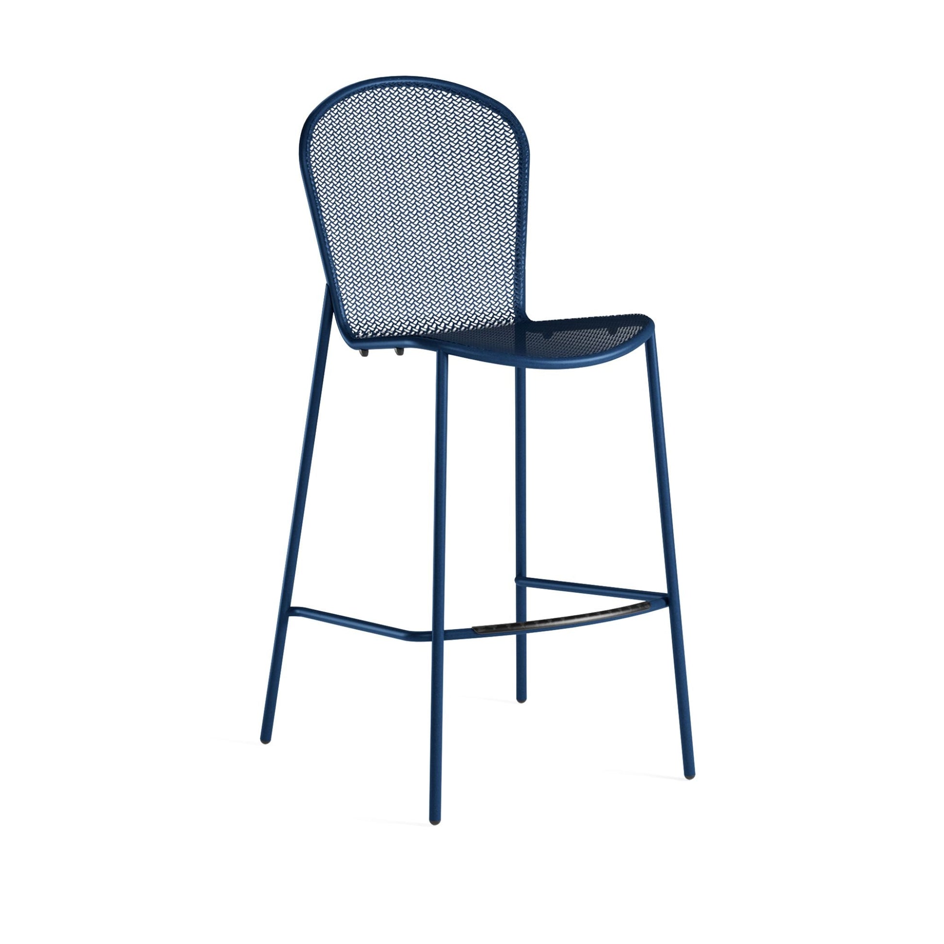Sapphire blue Emu Ronda 2.0 Bar E460 steel barstool with extended mesh seat and back