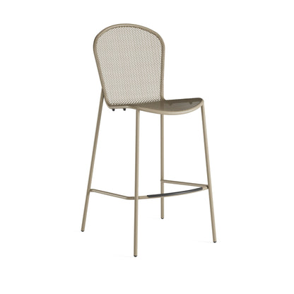 Taupe Emu Ronda 2.0 Bar E460 bar-height stool with powder-coated steel mesh seat and back