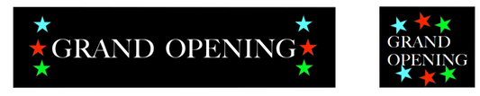 Vinyl banner displaying the words “Grand Opening” with bold, high-resolution graphics, printed on durable PVC material for indoor or outdoor restaurant and bar promotions.