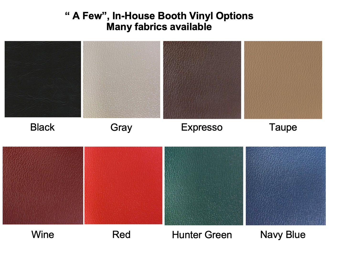 booth vinyl back color options