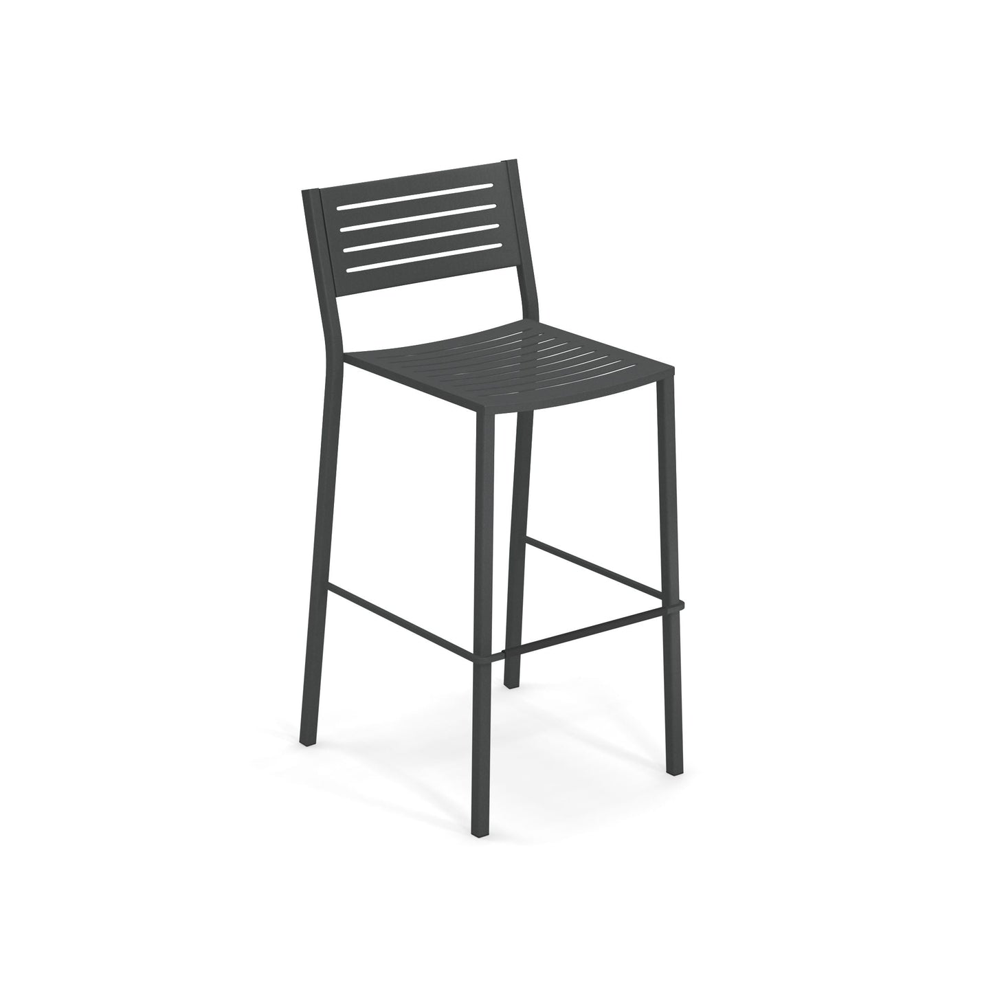 Emu Segno Bar E264 barstool in iron finish with slatted steel seat and back