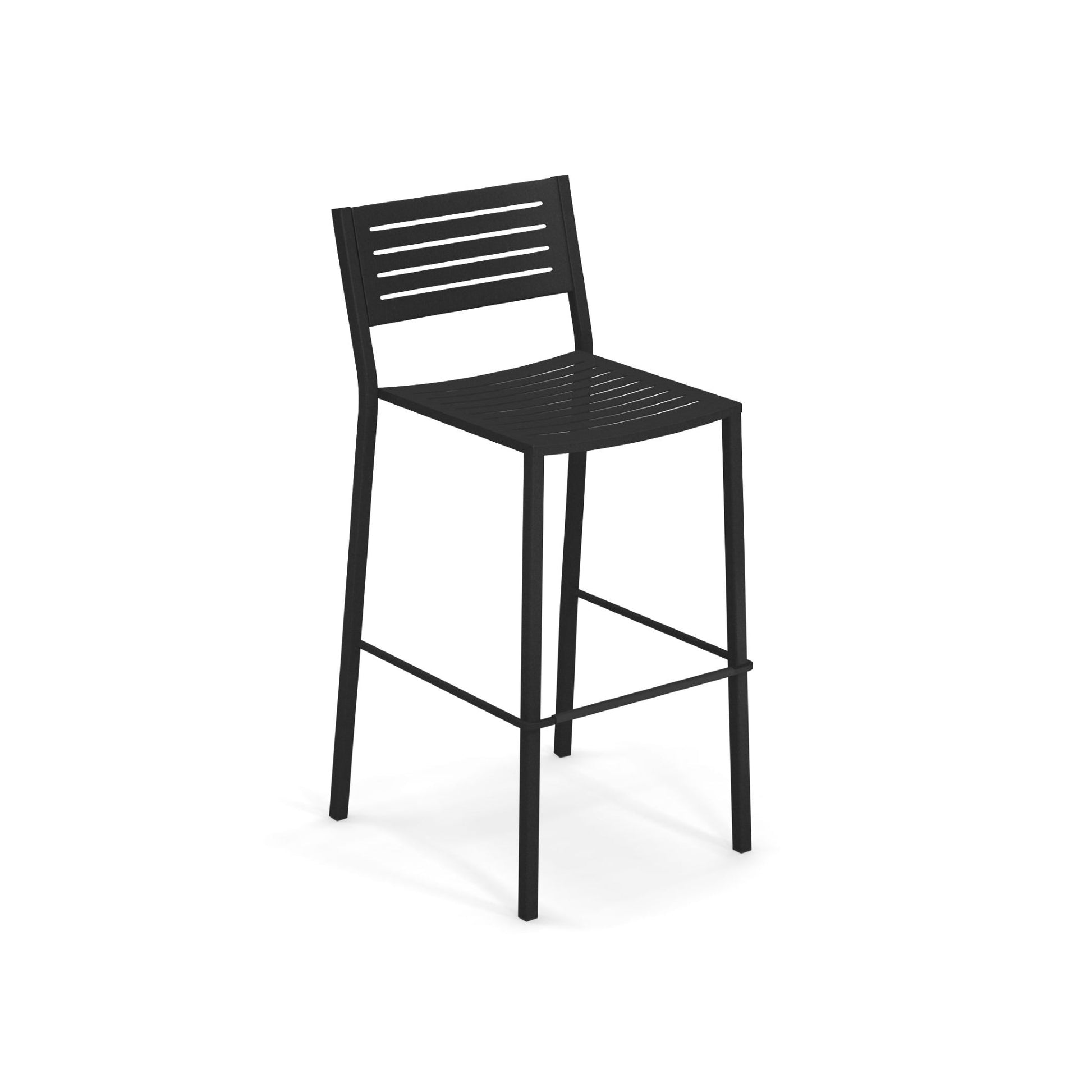Maple red Emu Segno Bar E264 steel barstool with slatted seat and powder-coated frame