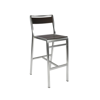 Wenge-finish Emu Sid Bar AB1220 aluminum barstool with slatted backrest