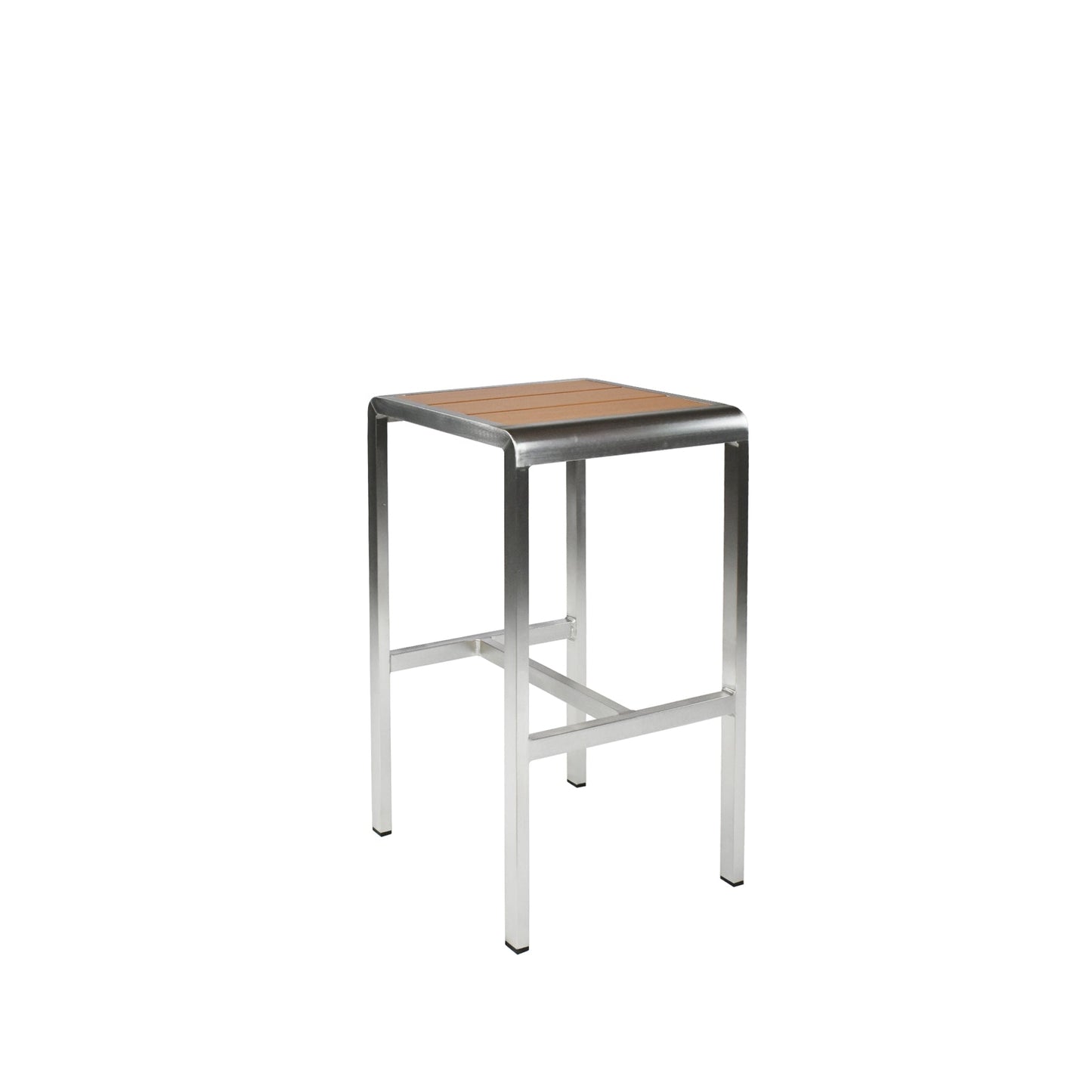 Emu Sid Bar AB1221 backless barstool in oak finish with brushed aluminum slatted seat