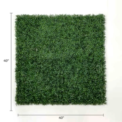 dark artificial boxwood wall panels 40x40 set with dimensions