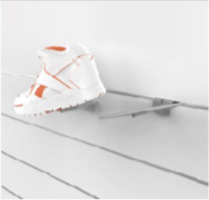 SlatWall Shoe Display Angled Plate Silver Frost Finish Dimensions: 8-1/4" x 3-1/4" Finish: Silver Frost Finish - 1