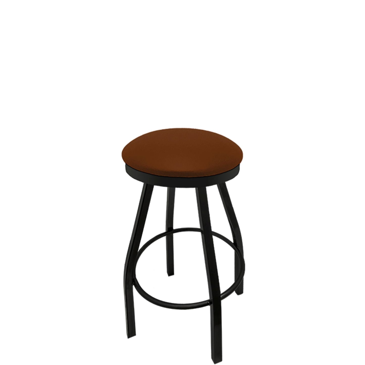 Slimline button top barstool with black swivel frame and chestnut vinyl seat
