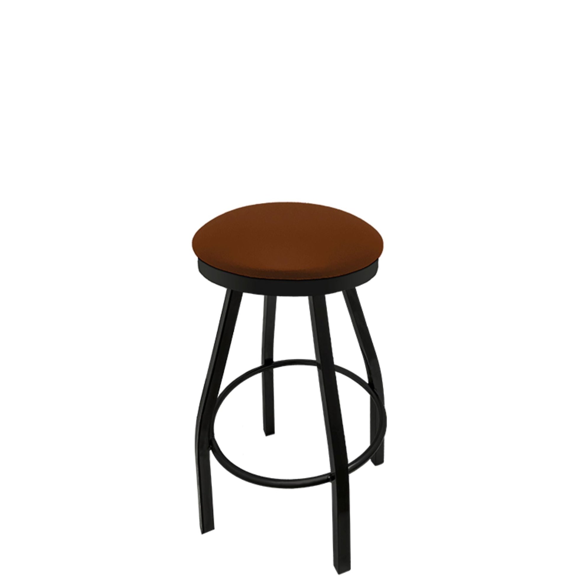 Slimline button top barstool with black swivel frame and chestnut vinyl seat