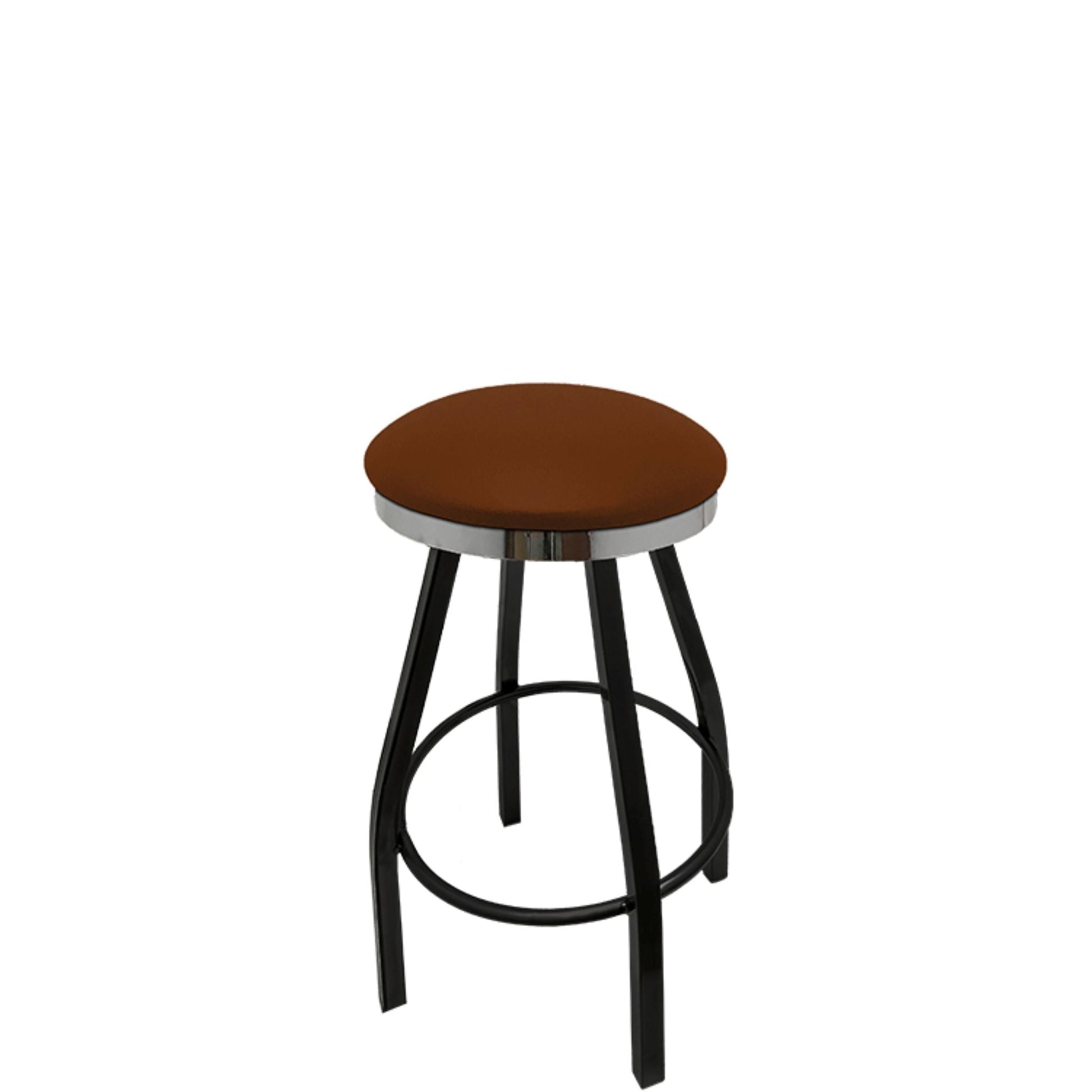 Slimline button top barstool with chrome swivel frame and chestnut vinyl seat