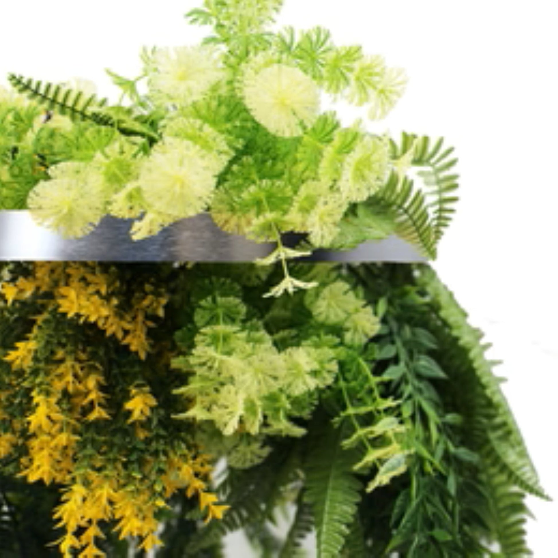 modern silver frame hanging greenery décor