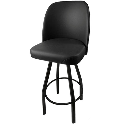 Standard bucket barstool with black swivel frame and black vinyl seat
