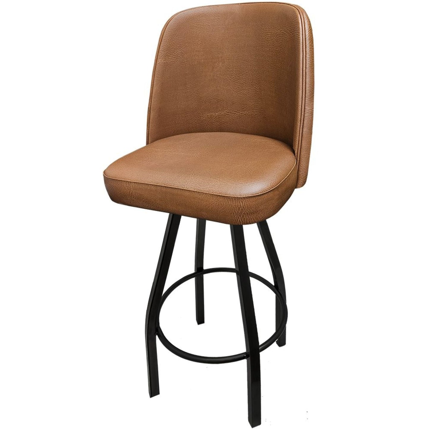 Standard bucket barstool with black swivel frame and buckskin vinyl seat