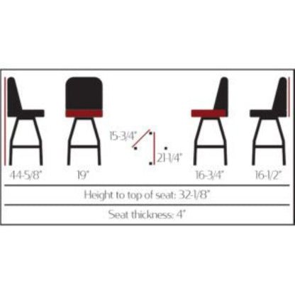 Standard Bucket Barstool with Black Swivel Frame – Commercial Vinyl Seat, Heavy-Duty Steel Construction