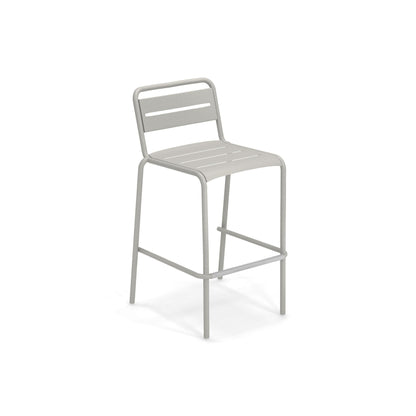 Cement grey Emu Star Bar E164N barstool with slatted seat and durable steel frame