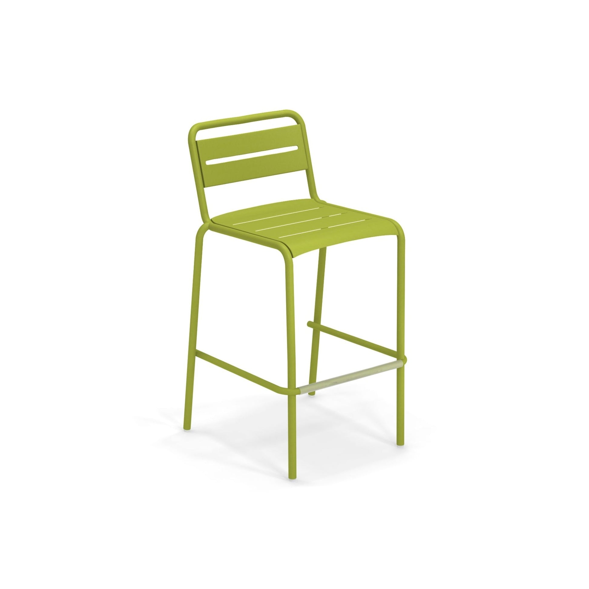 Green Emu Star Bar E164N steel barstool with slatted seat and powder-coated frame
