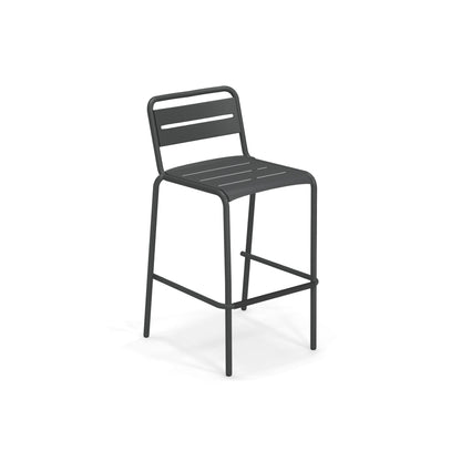 Iron finish Emu Star Bar E164N slatted steel barstool for indoor/outdoor applications