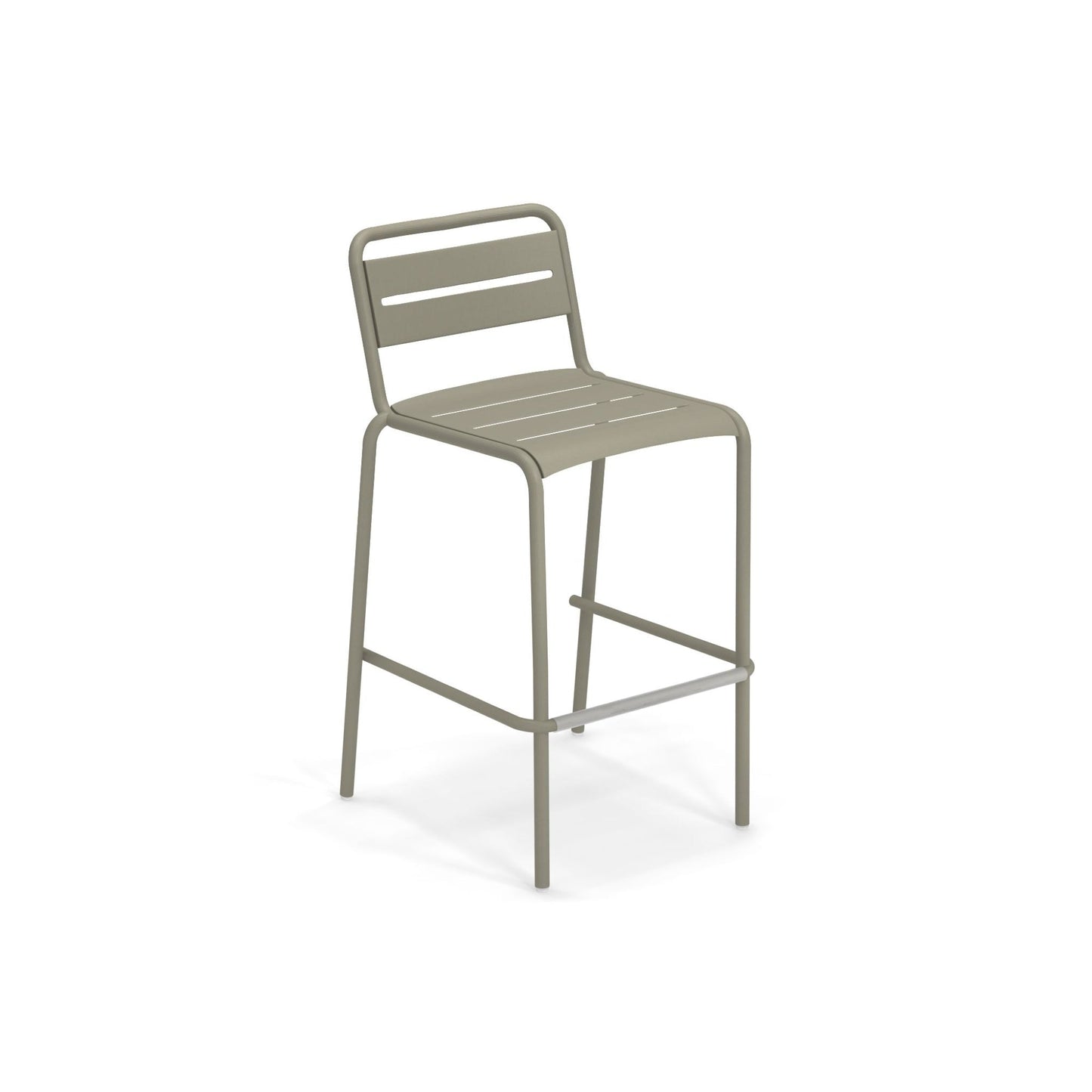 Moss grey Emu Star Bar E164N powder-coated steel barstool with slatted design
