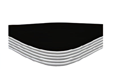 Close-up of retro silver T-mold edge on 1 1/4-inch thick laminate restaurant table top