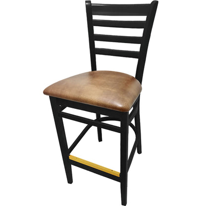 Black stain wooden barstool with buckskin vinyl seat for cafés, bars, and hotel lounges