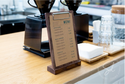 WOOD MENU HOLDERS