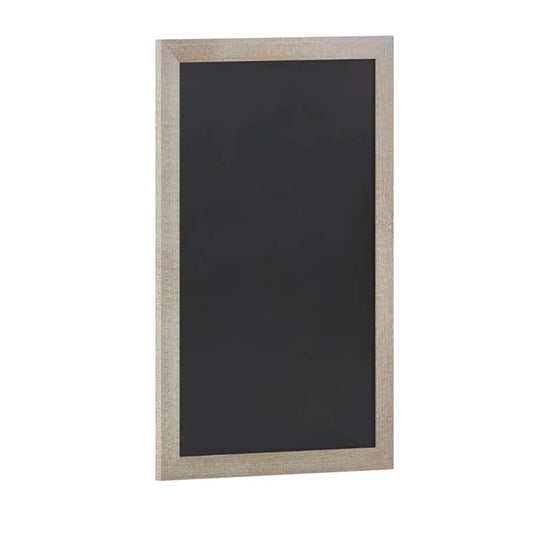 Front view of a 24 by 36 inch magnetic chalkboard with a clear pine wood frame