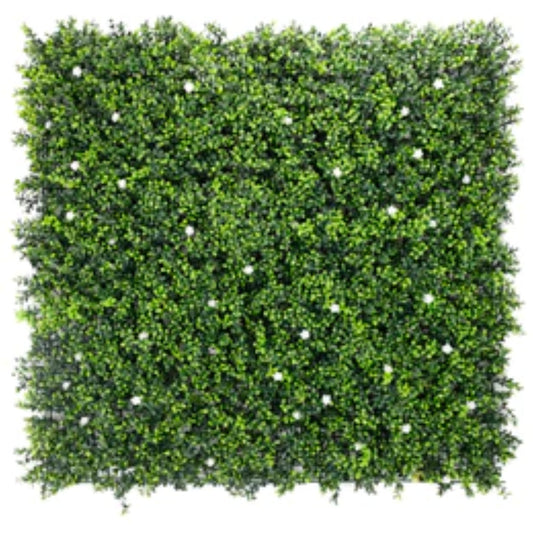 white flowering artificial boxwood panel 40x40