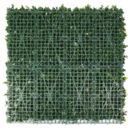 commercial-grade artificial boxwood wall panel back view