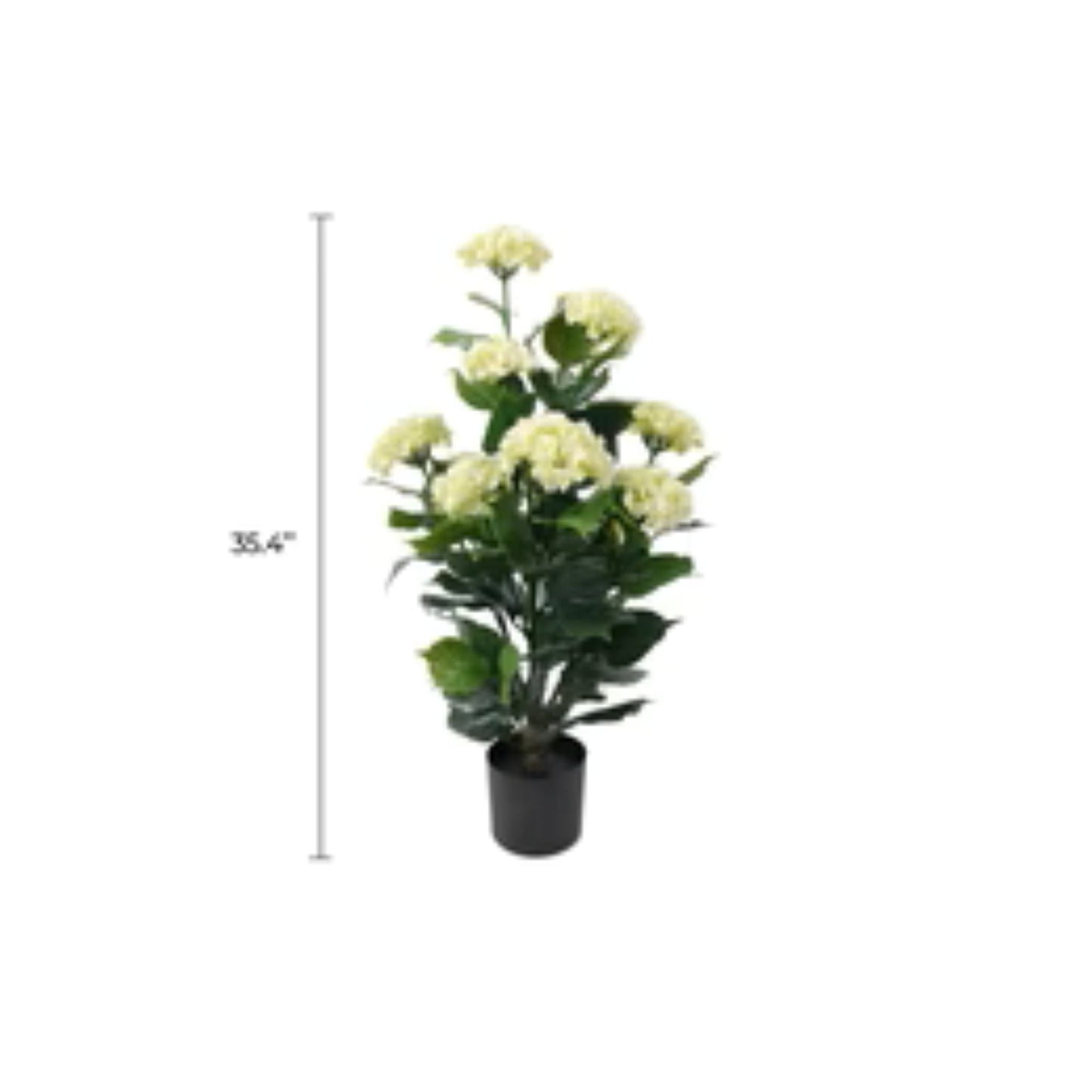 lifelike white hydrangea tree with green foliage