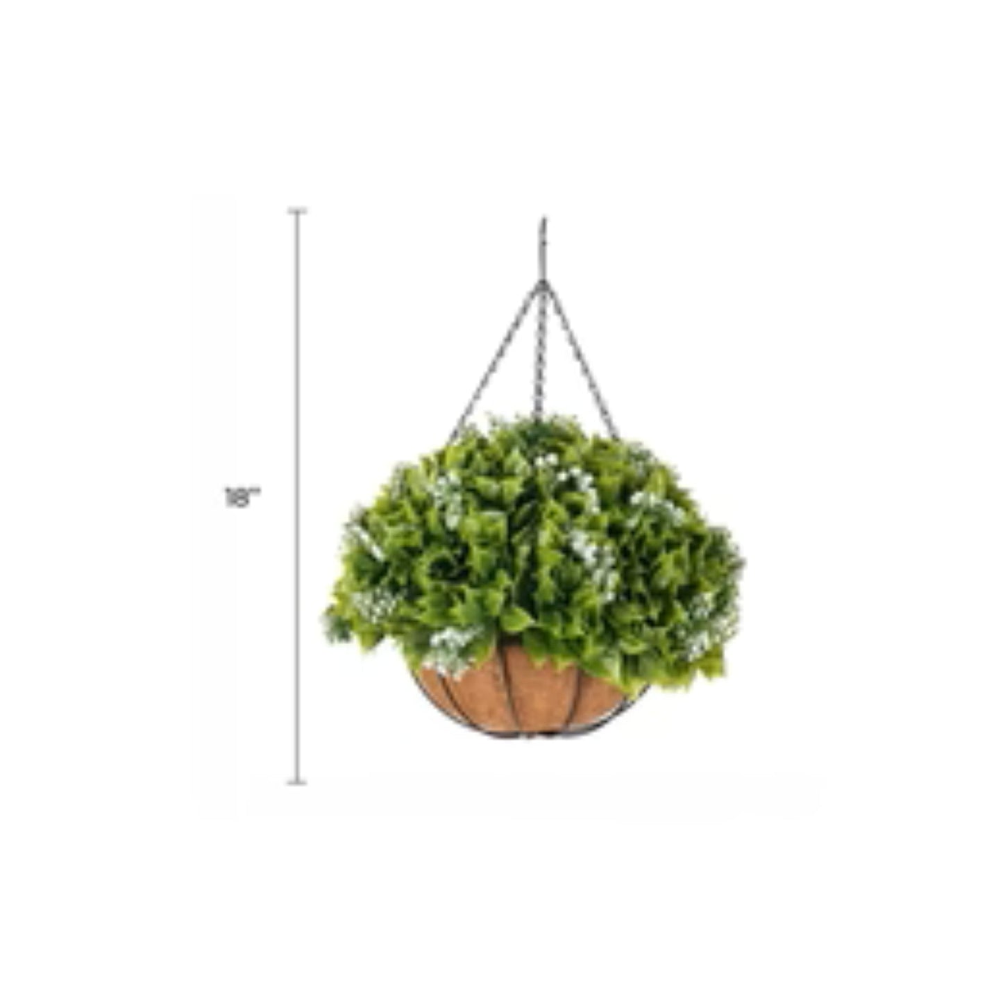 UV-resistant buxus hanging basket with white flowers