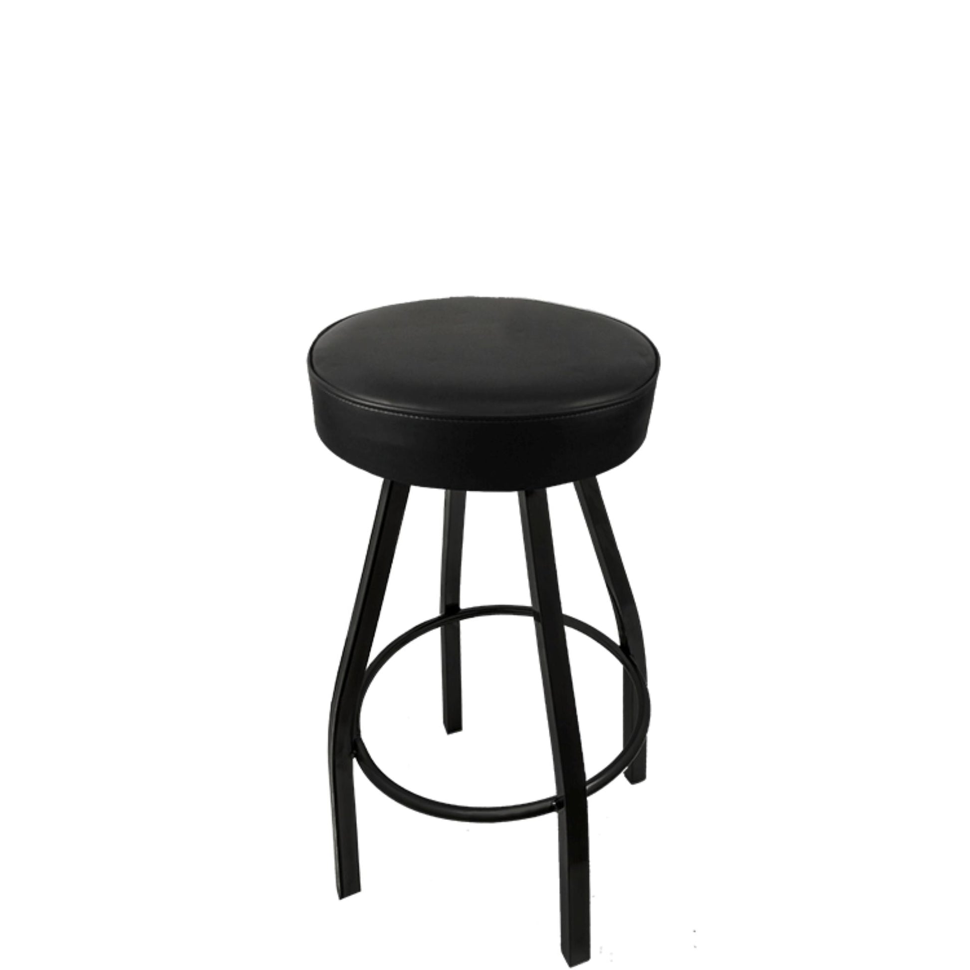 XL button top barstool with black swivel frame and black vinyl seat