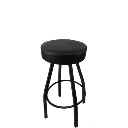 XL button top barstool with black swivel frame and black vinyl seat