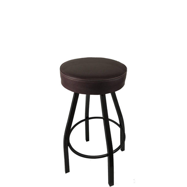 XL button top barstool with black swivel frame and espresso vinyl seat