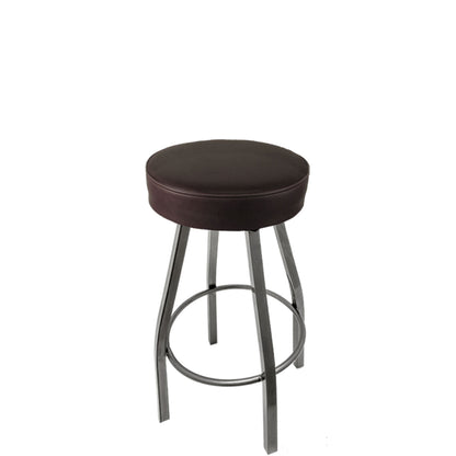 XL button top barstool with clear coat swivel frame and espresso vinyl seat