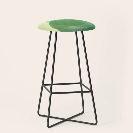 Alt Text:
Abstract Organic Watercolor Shapes in Green Bar Stool by Apricot-Birch with black steel legs – watercolor-inspired vegan leather seating for boutique hotels, restaurants, and cafés