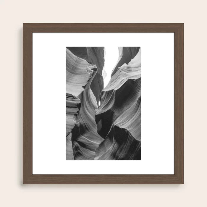 ANTELOPE CANYON XXIII Arizona Desert Art Print by Nicole Alexandria Prints framed in walnut hardwood, enhancing the earthy hues of the desert landscape—ideal for lounges, restaurants, and boutique hotel interiors.