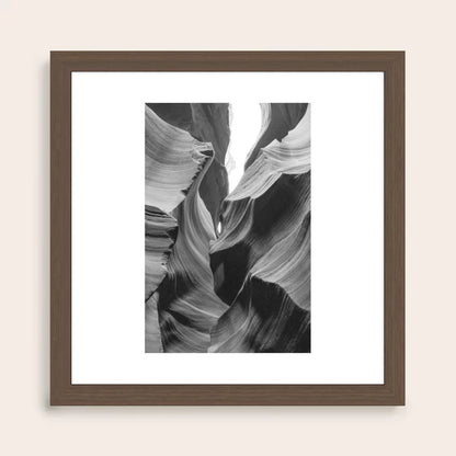 ANTELOPE CANYON XXIII Arizona Desert Art Print by Nicole Alexandria Prints framed in walnut hardwood, enhancing the earthy hues of the desert landscape—ideal for lounges, restaurants, and boutique hotel interiors.