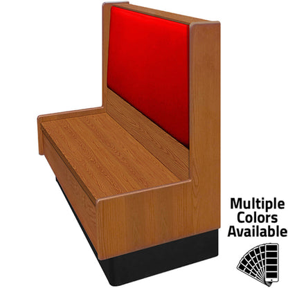 Aristocrat wood frame restaurant booth with wood seat and upholstered vinyl back