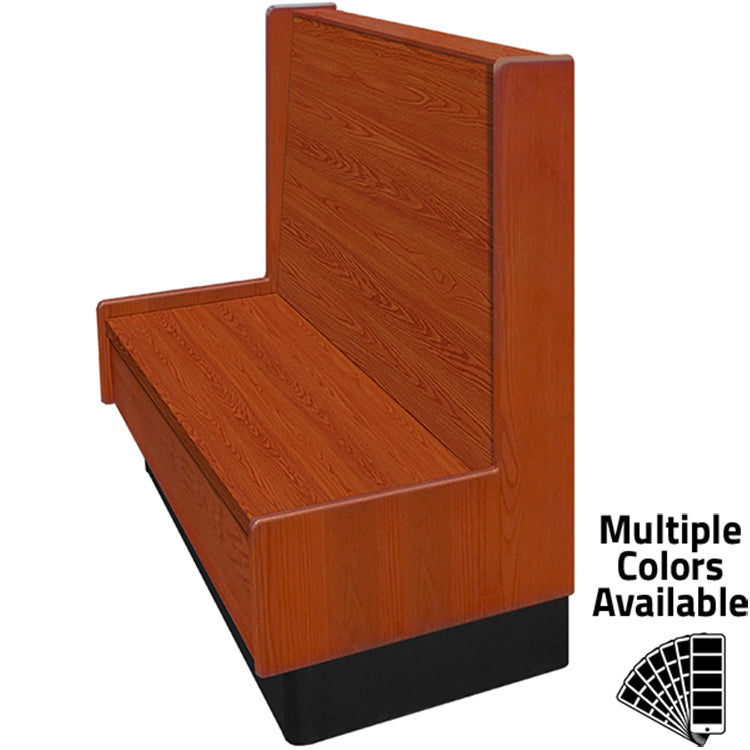 Aristocrat wood frame restaurant booth with wood seat and back in custom oak stain